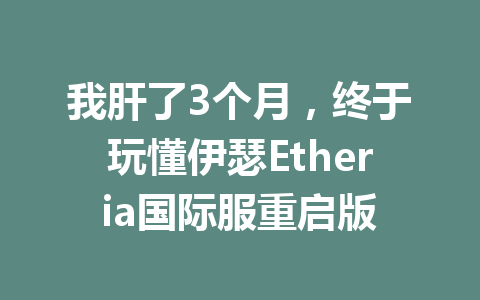 我肝了3个月，终于玩懂伊瑟Etheria国际服重启版 一