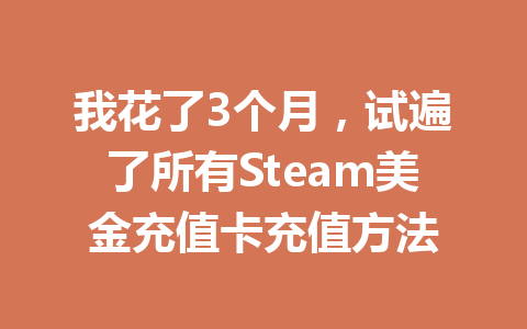 我花了3个月，试遍了所有Steam美金充值卡充值方法 一