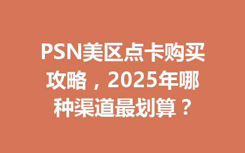 PSN美区点卡购买攻略，2025年哪种渠道最划算？ 一