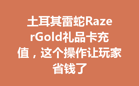 土耳其雷蛇RazerGold礼品卡充值，这个操作让玩家省钱了 一