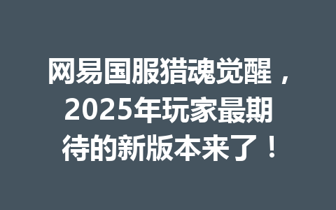 网易国服猎魂觉醒,2025年玩家最期待的新版本来了! 一