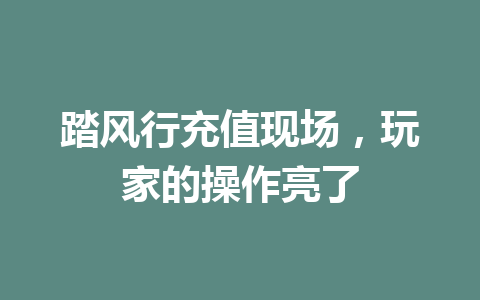 踏风行充值现场，玩家的操作亮了 一
