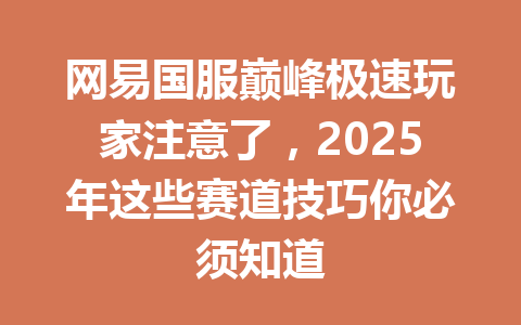 网易国服巅峰极速玩家注意了，2025年这些赛道技巧你必须知道 一