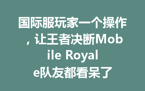 国际服玩家一个操作，让王者决断Mobile Royale队友都看呆了 一