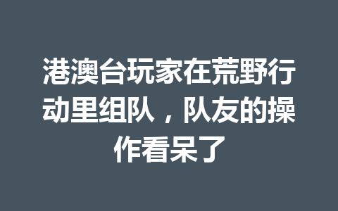 港澳台玩家在荒野行动里组队,队友的操作看呆了 一