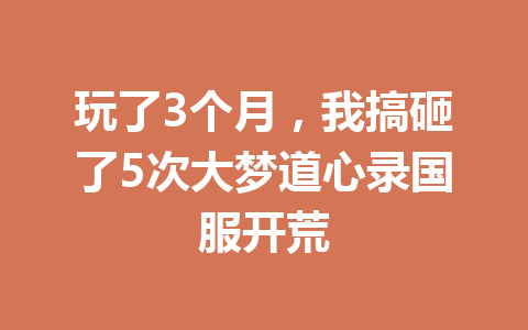 玩了3个月，我搞砸了5次大梦道心录国服开荒 一