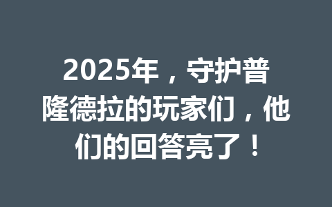 2025年,守护普隆德拉的玩家们,他们的回答亮了! 一