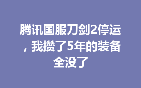 腾讯国服刀剑2停运，我攒了5年的装备全没了 一