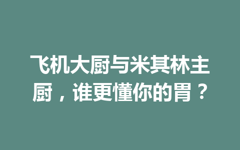 飞机大厨与米其林主厨，谁更懂你的胃？ 一