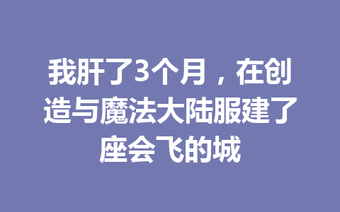 我肝了3个月，在创造与魔法大陆服建了座会飞的城 一