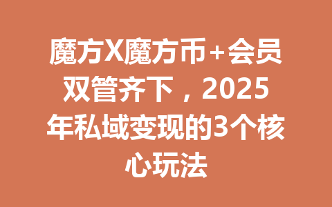 魔方X魔方币+会员双管齐下,2025年私域变现的3个核心玩法 一