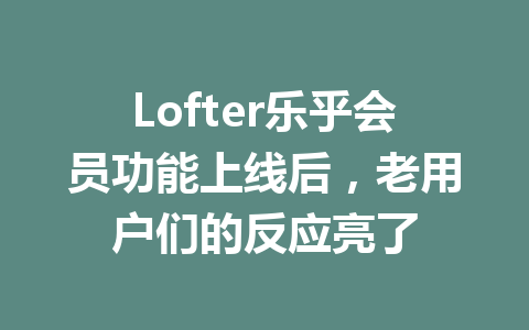 Lofter乐乎会员功能上线后，老用户们的反应亮了 一